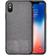 Resim Microcase Iphone X - Xs Fabrik Serisi Kumaş Ve Deri Desen Kılıf - Gri 