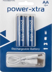 Resim PXAA1860TYPC - AA - 1860 mAh Şarjlı Pil - Type C - 2li Blister 