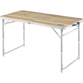 Resim Haegs Portatif Kamp Masası, 3 Yükseklik Ayarlı, Katlanır Piknik Masası, Kolay Taşınabilir Alüminyum Masa - 120x60 - Naturel Meşe 
