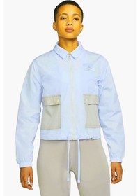 Resim Nike Jordan Flight Woven Blue Jacket Loose Fit Bol Kesim Kısa Kadın Ceket Mavi 