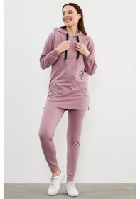 Resim Oversize Kapüşonlu Eşofman Takım - Lila 001 