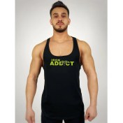 Resim Siyah Erkek Regular Fit -Iron Addict- Baskılı Sporcu Atlet 