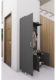 Resim Mirobi Enra Vestiyer Portmanto Ayakkabılık Dolabı Antrasit Antrasit 