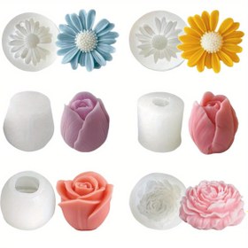 Resim 6 adet Çiçek Mum Kalıbı Seti - DIY Mum, Sabun, Reçine ve Alçı El Sanatları için Gül, Pembe, Lale ve Papatya Silikon Kalıplarını içerir | Sevgililer Günü, Anneler Günü ve daha fazlası için ideal el yapımı hediyeler, Mum Yapımı Malzemeleri, El Sanatları Temel Malzemeleri, Dekoratif Mumlar, Detaylı El Sanatları, Yüksek Kaliteli El Sanatları, El Sanatları Tutkunları 