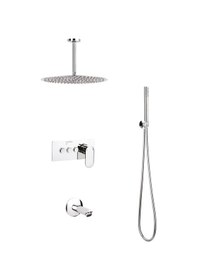 Resim Mistillo Ankastre Duş Seti 250 Mm Ø22 Mm Yuvarlak Tepe Duşu+buton Sistemli+gaga Krom - Parlak 