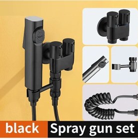 Resim Willowhaven Siyah Duvar Tipi Kare Başlıklı Püskürtme Tabancası Braket Seti 1e 2 Çıkışlı Vana Banyo Balkon Evcil Hayvan Duşu 