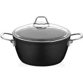 Resim Dark Granit Derin Tencere Cam Kapaklı Yanmaz Yapışmaz Titanyum Kaplama - 26 Cm 