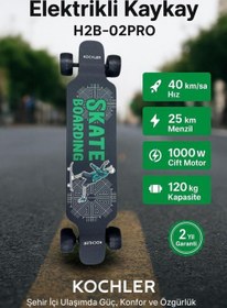 Resim Elektrikli Kaykay H2B-02PRO – 40 km/h Hız, 25 km Menzil, 120 kg Taşıma, Çift Motor 1000W Güçlü Model 