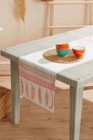 Resim AYSHome Pudra Renk Tüy Desen Leke Tutmaz Runner 