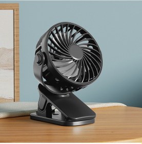 Resim Mini Taşınabilir Usb Şarj Edilebilir Klipsli Masa Vantilatörü Dönerli Siyah 