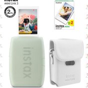 Resim Fujifilm Instax Mini Link 3 Yeşil Akıllı Telefon Yazıcısı Beyaz Çanta Ve 20'li Mini Film 