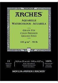 Resim Arches Suluboya Defteri Blok Soğuk Baskı 185 G 15x21 Cm. 15 Yp 