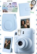 Resim Fujifilm Instax mini 12 Mavi Fotoğraf Makinesi-10'lu Film-Çerçeve-Kare Albüm ve Deri Kılıf Seti 