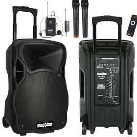 Resim Lastvoice LS-P1915EX 15" 1200 W Portatif Taşınabilir 3 Mikrofonlu Seyyar Ses Sistemi 