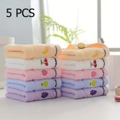 Resim 5'li Set Yumuşak Pamuklu Nakışlı Meyve Desenli Yüz Havluları - Emici & Hızlı Kuruyan, Günlük Banyo İçin Mükemmel 