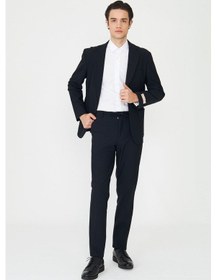 Resim Siyah Modern Slim Fit Düz Kumaş Klasik Kesim Takım Elbise Siyah 