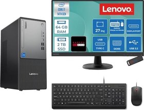 Resim Lenovo Thinkcentre Neo 50T Gen 5 Intel® Core™ İ7-14700 64GB Ddr5 2tb SSD 4GB/RX550 Freedos +27" Monitör Mini Tower Masaüstü Bilgisayar 2712UD001UTR27F24+ZETTAUSBBELLEK 