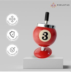 Resim Perlotus Çelik Kırmızı Bilardo Top Dizayn Yuvarlak Basmalı Küllük Pratik Kül Tablası 