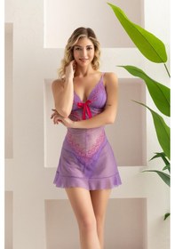 Resim Moon Wear Transparan Babydoll String Takım Lila Mgp32096 Lila 