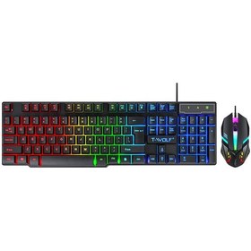 Resim Springsun T-wolf Tf800 Dört Parçalı Oyun Kombosu 104 Tuşlu Klavye 4 Renkli Nefes Alan Işık Faresi 3,5 Mm Oyuncu Kulaklığı Kaymaz 