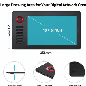 Resim Hype Store VEIKK A15 Pro grafik çizim tableti, 10 x 6 inç dijital çizim tableti, 12 kısayol tuşu ve bir Quick D 