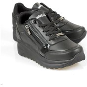 Resim Siyah Cilt Wickers Fermuarlı Dolgu Topuk Bayan Spor Ayakkabı Siyah 