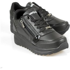 Resim Siyah Cilt Wickers Fermuarlı Dolgu Topuk Bayan Spor Ayakkabı Siyah 