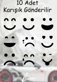 Resim levvas Karışık 10 Adet Emoji Araba. Motosiklet. Cam. Ayna Sticker Duvar Dekor Sticker 2.5x2.5 Cm 