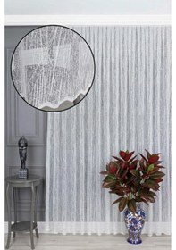 Resim Caserta Cam Kırığı Ağaç Kabuğu Desen Beyaz Düz Örme Tül Perde 1.sınıf Kalite Beyaz - Ekru 