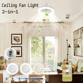Resim Uzaktan Kumandalı Akıllı Tavan Vantilatörü Işığı - 30W LED, 3 Hız Ayarlı Fan & Ayarlanabilir Renk Sıcaklığı (3000K-6500K), E26/E27 Soket, Yatak Odası, Mutfak, Kiler için Beyaz 