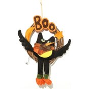 Resim Geekyou Halloween Giriş Dekorasyonu - Kuş Ve Coban Figürlü Pamukluk Çember, Ev, Parti, Otel İçin Dekoratif Kapı Süsü 