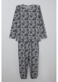 Resim Breeze Erkek Çocuk Pijama Takımı Kamuflaj Desenli 9-12 Yaş, Gri 