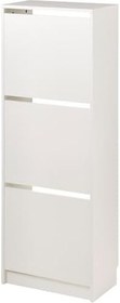 Resim Ayakkabı dolabı, beyaz, 49x28x135 cm, 3 bölmeli 