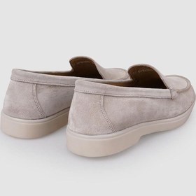 Resim %100 Hakiki Deri Bej Süet Kadın Loafer Bej 