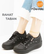 Resim Devida Kadın Siyah Spor Ayakkabı 6 Cm Günlük Yüksek Rahat Taban Sneaker X300 Vega Serisi 