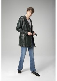 Resim Dericlub Getafe Erkek Büyük Beden Kruvaze Yaka Hakiki Deri Trençkot Yeşil Null Yeşil 