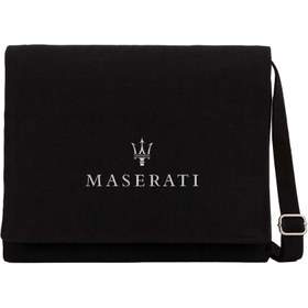 Resim Maserati Logo Siyah Kanvas Postacı Çantası - Siyah 