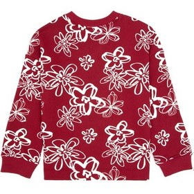 Resim U.S. Polo Assn. Kız Çocuk Koyu Frambuaz Çiçek Desenli Bisiklet Yaka Sweatshirt 50317957-VR104 