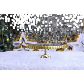 Resim Elta Collection Paşabahçe Lüx Metal Ayaklı Yaldızlı Kek Pasta Standı Sunumluk 