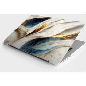 Resim Laptop Sticker Bilgisayar Notebook Pc Kaplama Etiketi Lüks Mermer Beyaz Altın 