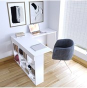 Resim Pera Raflı Çalışma Masası Beyaz 