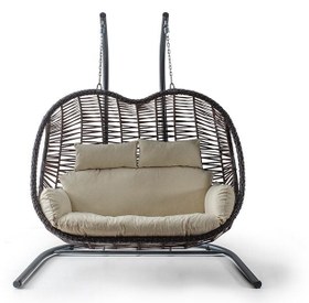 Resim Pop Modern Salıncak - Gri Rattan - Dark Kumaş 