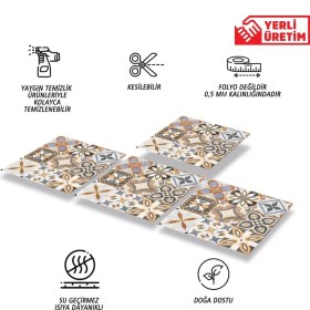 Resim Kendinden Yapışkanlı Karma Afrika Desenli Pvc Karo 30X30 cm (33 Adet) 3m2 