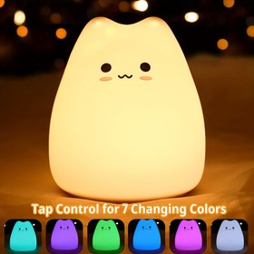 Resim Sevimli Kedi Gece Lambası - Dokunmatik, USB ile Çalışan Yatak Başlığı Işığı, Sıcak Beyaz ve Çok Renkli Modlar, Şirin Allık Desenli, Oda veya Rahat Yatak Odası İçin Mükemmel | Dayanıklı Hayvan Temalı Dekor 