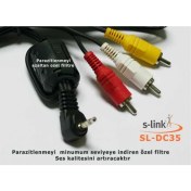 Resim S-Link Sl-Dc35 1.8M Dc3.5 To 3Lü Rca Filitreli Kablo 