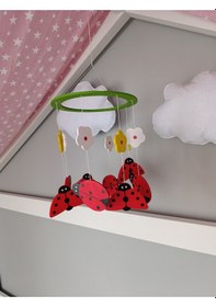 Resim Bebek Beşik Süsü Dönence Organik Dekorasyon Montessori-mdl-2007 Kırmızı 