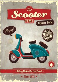 Resim The Scooter Time Retro Ahşap Tablo - 1972 Hipster Tarzı Vintage Tasarım 