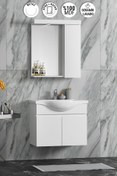 Resim ÖZCEDEN Yıldız 65 Cm Beyaz Mdf Seramik Lavabolu Asma Banyo Dolabı Takımı 
