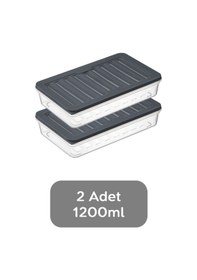 Resim Meleni Home Buzdolabı Mikrodalga Saklama Kabı 2'Li Antrasit 2 x 1200 ML Antrasit 