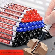 Resim 4 adet Derin Delik Uzun İşaretçi Seti, 2cm/0.78in, Su Geçirmez Metal Delme Kalemleri Ahşap İşleri, Banyo ve Dekor için - Kırmızı, Mavi, Yeşil, Yeşil 